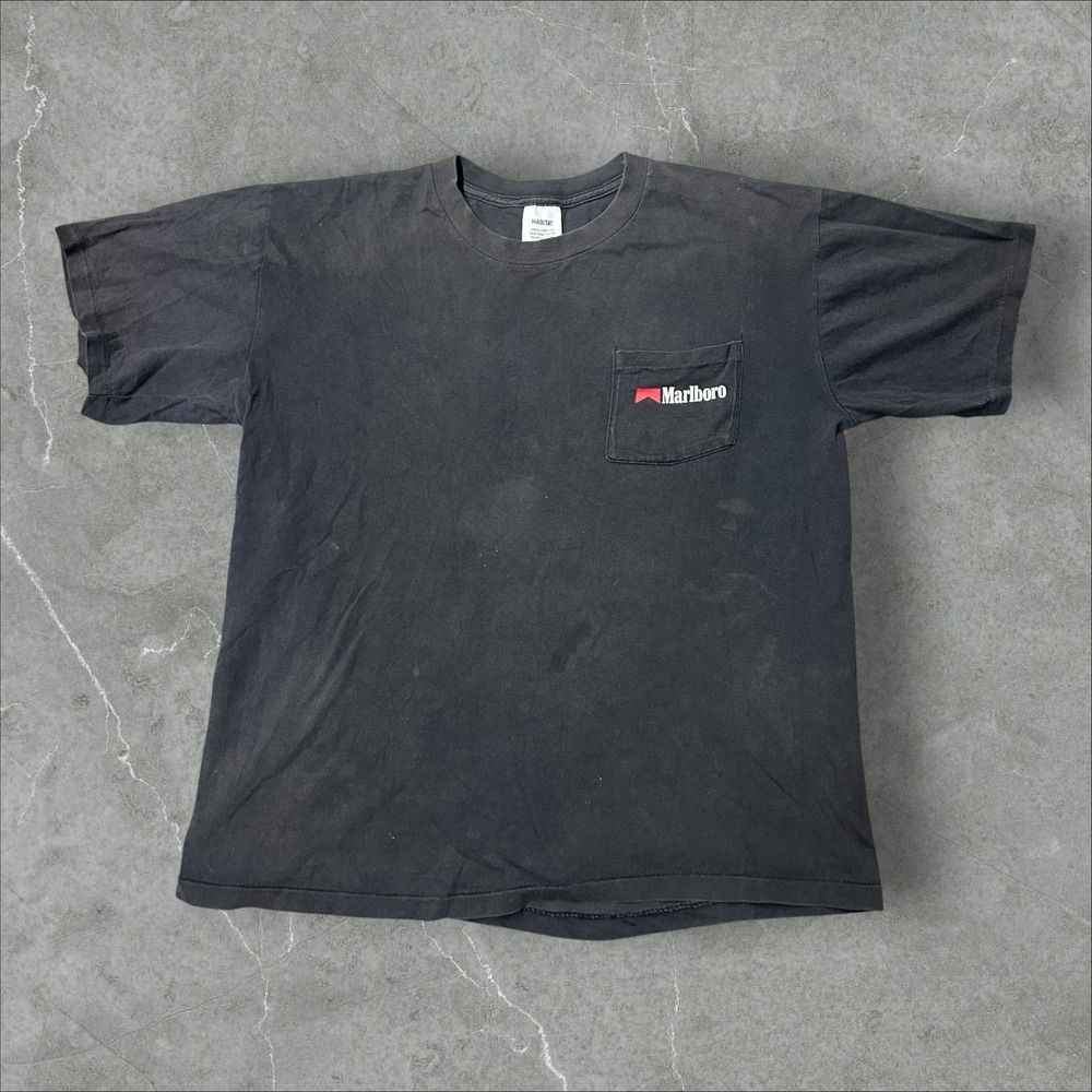 Marlboro Pocket T-Shirt Mens OSFA Black Vintage Wild West Cowboy Habitat 90s USA
